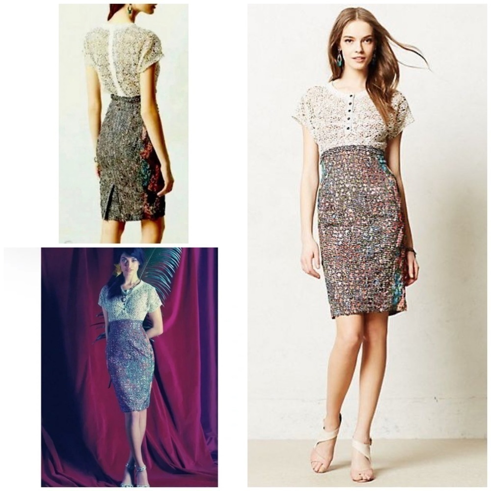 Anthropologie Beguile Byron Lars Lace Eyelet Sheath Study Dress 12P​​​​​​